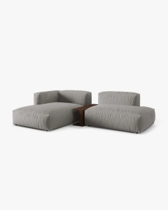COLTAR MARTINA, PE STANGA, 285 CM, GRI DESCHIS, TAPITAT CU TAPITERIE DIN TEXTIL STRUCTURAT BOSTON, MICADONI - Img 2