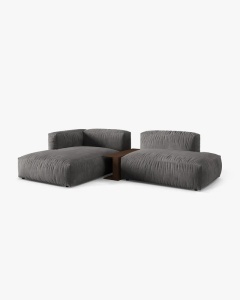 COLTAR MARTINA, PE STANGA, 285 CM, GRI, TAPITAT CU TAPITERIE DIN TEXTIL CATIFEA VOGUE, MICADONI - Img 2