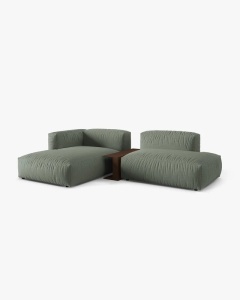 COLTAR MARTINA, PE STANGA, 285 CM, VERDE MUSCHI, TAPITAT CU TAPITERIE DIN TEXTIL STRUCTURAT BOSTON, MICADONI - Img 2
