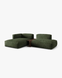 COLTAR MARTINA, PE STANGA, 285 CM, VERDE, TAPITAT CU TAPITERIE DIN TEXTIL CATIFEA VOGUE, MICADONI - Img 2