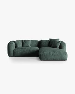 COLTAR MARTINA, VERDE MUSCHI, 244 CM, DREAPTA, CU TAPITERIE DIN TEXTIL CATIFEA VOGUE, MICADONI