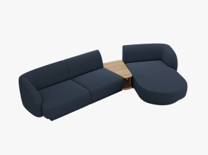 COLTAR MILEY, CU 3 LOCURI, PE DREAPTA, ALBASTRU INCHIS, CU TAPITERIE DIN TEXTIL BOUCLE BALOO, MICADONI - Img 2