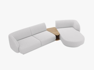 COLTAR MILEY, CU 3 LOCURI, PE DREAPTA, GRI DESCHIS, CU TAPITERIE DIN TEXTIL BOUCLE BALOO, MICADONI - Img 2