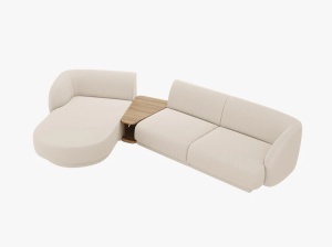COLTAR MILEY, CU 3 LOCURI, PE STANGA, BEJ, CU TAPITERIE DIN TEXTIL BOUCLE BALOO, MICADONI - Img 2