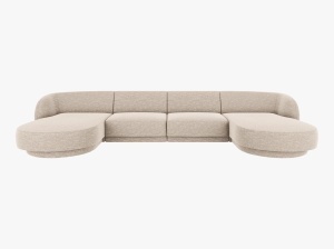 COLTAR MILEY, CU 5 LOCURI, BEJ, CU TAPITERIE DIN TEXTIL CHENILLE EDEN, MICADONI