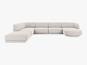 COLTAR MILEY, CU 6 LOCURI, PE STANGA, CU TAPITERIE DIN TEXTIL CHENILLE EDEN, MICADONI - Img 2
