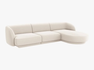 COLTAR MILEY DREAPTA, 4 LOCURI, 255 CM, BEJ DESCHIS 22, TAPITERIE DIN CATIFEA, DESIGN DEOSEBIT - Img 2