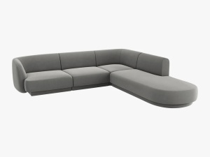 COLTAR MILEY DREAPTA, 6 LOCURI, 258 CM, GRI DESCHIS 13, TAPITERIE DIN CATIFEA, DESIGN DEOSEBIT