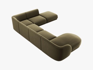 COLTAR MILEY DREAPTA, 6 LOCURI, 327 CM, VERDE 77, TAPITERIE DIN CATIFEA, DESIGN DEOSEBIT - Img 3