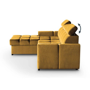 COLTAR MODERN DEOSEBIT, GOMEZ STANGA 267CM, DIN CATIFEA DE CULOARE GALBENA, CONFORT SPORIT - Img 7