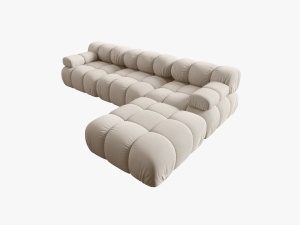 COLTAR MODULAR BELLIS, 4 LOCURI, 282 CM, BEJ DESCHIS 23, TAPITERIE DIN CATIFEA 3D, DESIGN DEOSEBIT - Img 3
