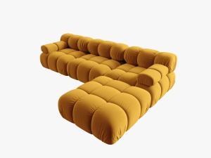 COLTAR MODULAR BELLIS, 4 LOCURI, 282 CM, GALBEN 41, TAPITERIE DIN CATIFEA, DESIGN DEOSEBIT - Img 5