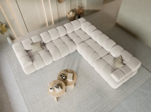 COLTAR MODULAR BELLIS, 5 LOCURI, 282 CM, BEJ DESCHIS 21, TAPITERIE DIN CATIFEA, DESIGN DEOSEBIT - Img 1