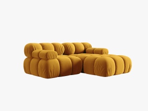 COLTAR MODULAR BELLIS, DREAPTA, 2 LOCURI, 191 CM, GALBEN 41, TAPITERIE DIN CATIFEA, DESIGN DEOSEBIT - Img 6