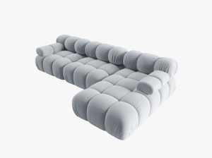 COLTAR MODULAR BELLIS, DREAPTA, 3 LOCURI, 285 CM, ALBASTRU DESCHIS 80, TAPITERIE DIN CATIFEA, DESIGN DEOSEBIT - Img 5