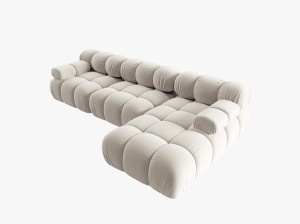COLTAR MODULAR BELLIS, DREAPTA, 3 LOCURI, 285 CM, BEJ DESCHIS 21, TAPITERIE DIN CATIFEA, DESIGN DEOSEBIT - Img 4