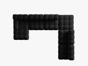 COLTAR MODULAR BELLIS, DREAPTA, 6 LOCURI, 379 CM, NEGRU 100, TAPITERIE DIN CATIFEA, DESIGN DEOSEBIT - Img 2