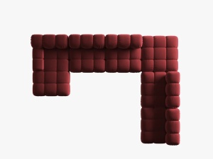 COLTAR MODULAR BELLIS, DREAPTA, 6 LOCURI, 379 CM, ROSU INCHIS 59, TAPITERIE DIN CATIFEA, DESIGN DEOSEBIT - Img 3
