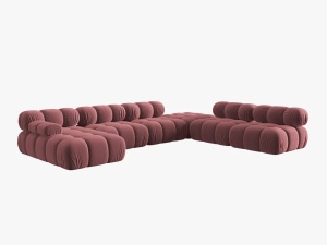 COLTAR MODULAR BELLIS, DREAPTA, 6 LOCURI, 379 CM, ROZ 63, TAPITERIE DIN CATIFEA, DESIGN DEOSEBIT - Img 4