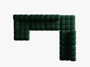 COLTAR MODULAR BELLIS, DREAPTA, 6 LOCURI, 379 CM, VERDE 38, TAPITERIE DIN CATIFEA, DESIGN DEOSEBIT - Img 2