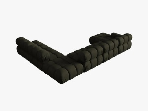 COLTAR MODULAR BELLIS, DREAPTA, 6 LOCURI, 379 CM, VERDE 77, TAPITERIE DIN CATIFEA 3D, DESIGN DEOSEBIT - Img 2