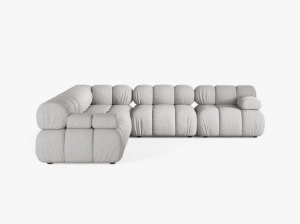 COLTAR MODULAR BELLIS, GRI DESCHIS, CU TAPITERIE DIN TEXTIL STRUCTURAT LIBERTY, MICADONI - Img 2