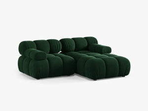 COLTAR MODULAR BELLIS, PE DREAPTA, VERDE SMARALD, CU TAPITERIE DIN CATIFEA BLUVEL, MICADONI - Img 2
