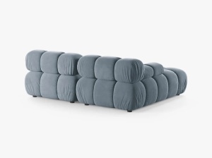 COLTAR MODULAR BELLIS, PE STANGA, ALBASTRU DESCHIS, CU TAPITERIE DIN CATIFEA BLUVEL, MICADONI - Img 3