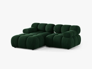 COLTAR MODULAR BELLIS, PE STANGA, VERDE SMARALD, CU TAPITERIE DIN CATIFEA BLUVEL, MICADONI - Img 2