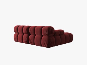 COLTAR MODULAR BELLIS, STANGA, 2 LOCURI, 191 CM, ROSU INCHIS 59, TAPITERIE DIN CATIFEA, MICADONI - Img 2