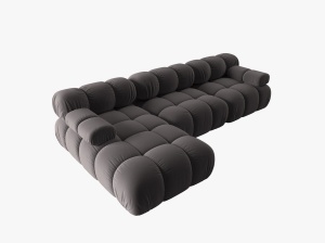 COLTAR MODULAR BELLIS, STANGA, 3 LOCURI, 285 CM, GRI INCHIS 97, TAPITERIE DIN CATIFEA, DESIGN DEOSEBIT - Img 5