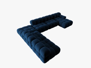 COLTAR MODULAR BELLIS, STANGA, 6 LOCURI, 379 CM, ALBASTRU 81, TAPITERIE DIN CATIFEA, DESIGN DEOSEBIT - Img 4