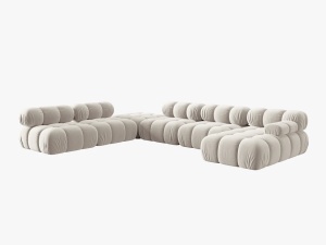 COLTAR MODULAR BELLIS, STANGA, 6 LOCURI, 379 CM, BEJ DESCHIS 21, TAPITERIE DIN CATIFEA, DESIGN DEOSEBIT - Img 5