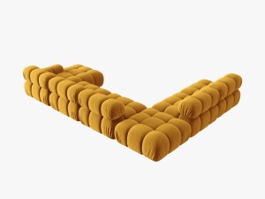 COLTAR MODULAR BELLIS, STANGA, 6 LOCURI, 379 CM, GALBEN 41, TAPITERIE DIN CATIFEA, DESIGN DEOSEBIT - Img 2