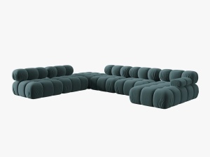 COLTAR MODULAR BELLIS, STANGA, 6 LOCURI, 379 CM, VERDE PETROL 87, TAPITERIE DIN CATIFEA, DESIGN DEOSEBIT - Img 5