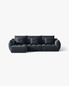 COLTAR MODULAR BLOOM, PE DREAPTA, ALBASTRU MARIN, 327 CM, CU TAPITERIE DIN TEXTIL STRUCTURAT WIND, MICADONI