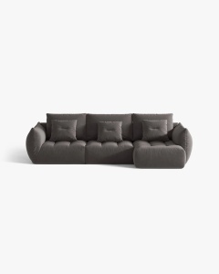 COLTAR MODULAR BLOOM, PE DREAPTA, GRI INCHIS, 327 CM, CU TAPITERIE DIN TEXTIL CATIFEA CASINO, MICADONI