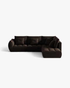 COLTAR MODULAR BLOOM, PE DREAPTA, MARO INCHIS, 316 CM, CU TAPITERIE DIN TEXTIL CATIFEA BLUVEL, MICADONI