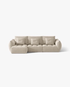 COLTAR MODULAR BLOOM, PE STANGA, BEJ DESCHIS, 327 CM, CU TAPITERIE DIN TEXTIL STRUCTURAT WIND, MICADONI