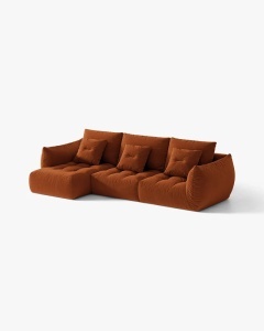 COLTAR MODULAR BLOOM, PE STANGA, CARAMIZIU, 327 CM, CU TAPITERIE DIN TEXTIL CATIFEA CASINO, MICADONI - Img 2