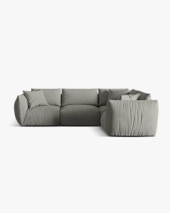 COLTAR MODULAR CHRIS, PE DREAPTA, 210X295, GRI CALD, CU TAPITERIE DIN TEXTIL STRUCTURAT LINS, MICADONI