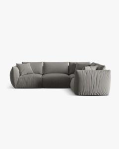 COLTAR MODULAR CHRIS, PE DREAPTA, 210X295, GRI, CU TAPITERIE DIN TEXTIL CATIFEA CASINO, MICADONI