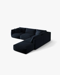 COLTAR MODULAR CHRIS, PE DREAPTA, 290X295, ALBASTRU ROYAL, CU TAPITERIE DIN TEXTIL CATIFEA CASINO, MICADONI - Img 3