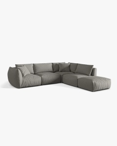 COLTAR MODULAR CHRIS, PE DREAPTA, 290X295, GRI CALD, CU TAPITERIE DIN TEXTIL STRUCTURAT LINS, MICADONI - Img 3