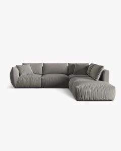 COLTAR MODULAR CHRIS, PE DREAPTA, 290X295, GRI, CU TAPITERIE DIN TEXTIL CATIFEA CASINO, MICADONI