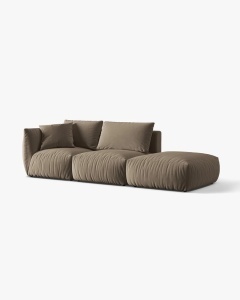 COLTAR MODULAR CHRIS, PE DREAPTA, 315X100, MARO DESCHIS, CU TAPITERIE DIN TEXTIL CATIFEA CASINO, MICADONI - Img 3