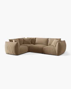 COLTAR MODULAR CHRIS, PE STANGA, 210X295, BEJ MIGDALA, CU TAPITERIE DIN TEXTIL CATIFEA CASINO, MICADONI - Img 2