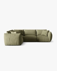 COLTAR MODULAR CHRIS, PE STANGA, 210X295, VERDE DESCHIS, CU TAPITERIE DIN TEXTIL STRUCTURAT LINS, MICADONI