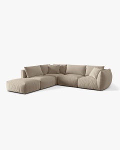 COLTAR MODULAR CHRIS, PE STANGA, 290X295, BEJ DESCHIS, CU TAPITERIE DIN TEXTIL CATIFEA CASINO, MICADONI