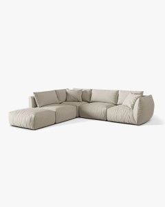 COLTAR MODULAR CHRIS, PE STANGA, 290X295, NATURAL, CU TAPITERIE DIN TEXTIL STRUCTURAT LINS, MICADONI - Img 3